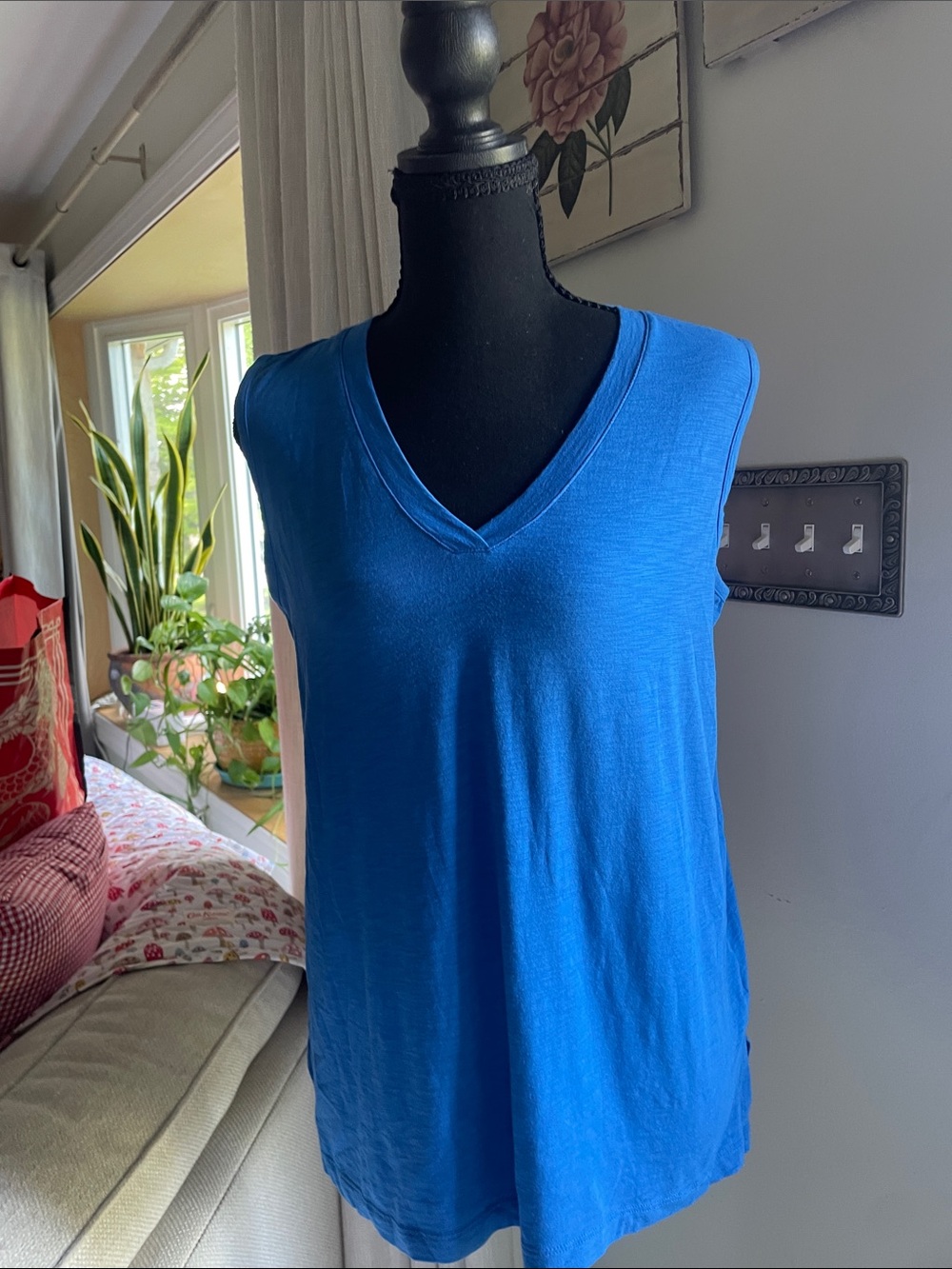 Max Studio V-Neck Sleeveless Tank in Royal Blue
